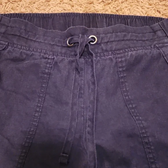 Athleta 100% Linen Dark Blue Pants Size 6 - Picture 3 of 9